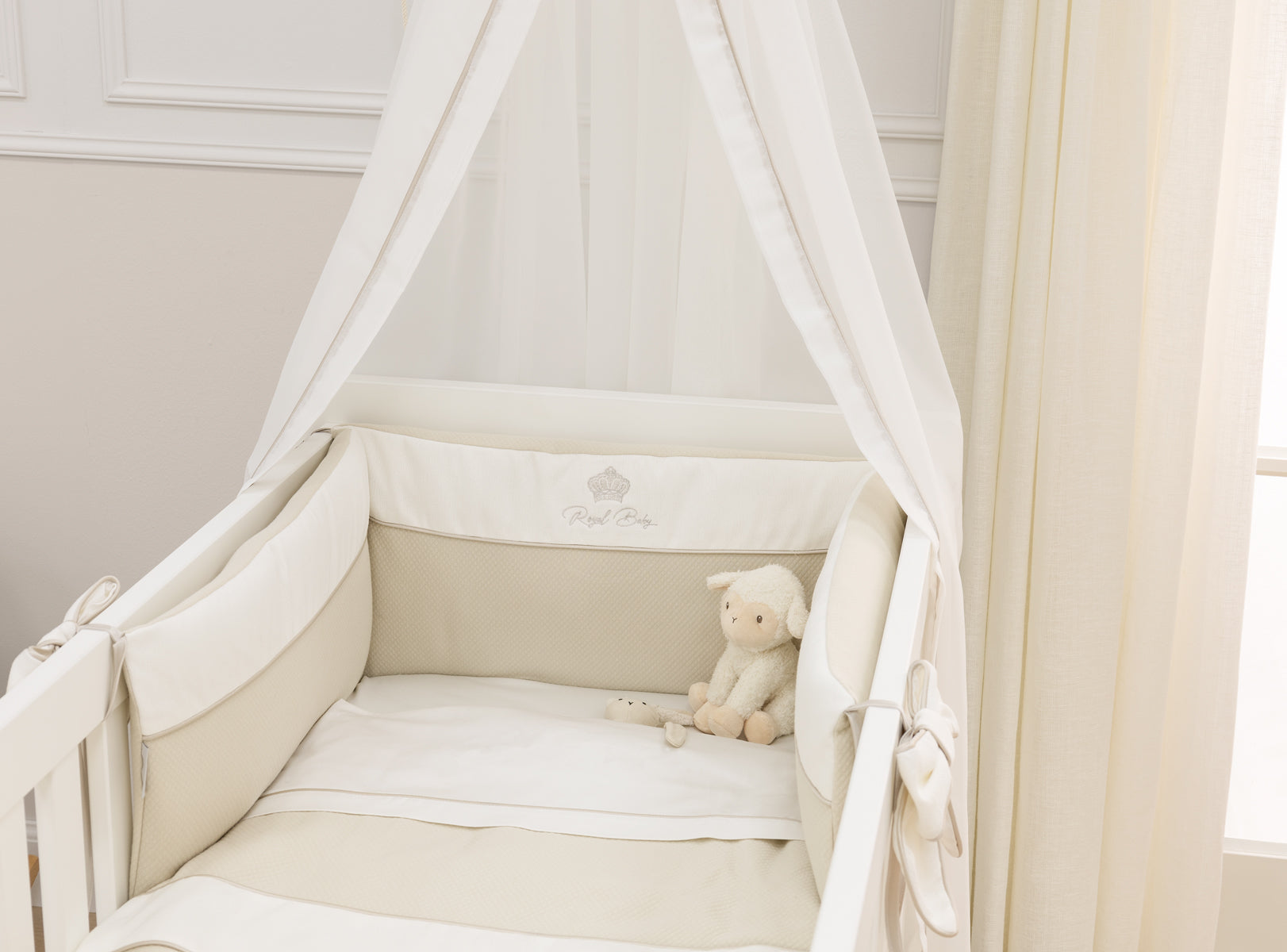 Laken + Kussensloop  Bed in Glanskatoen Ivory