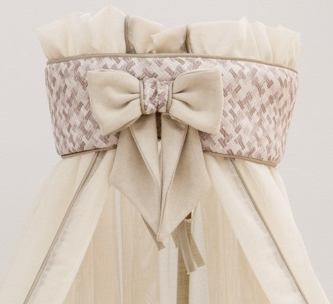 Tweelingschemel 'Juliette' – Linnen Soft Sand met Magnolia Boven kroon